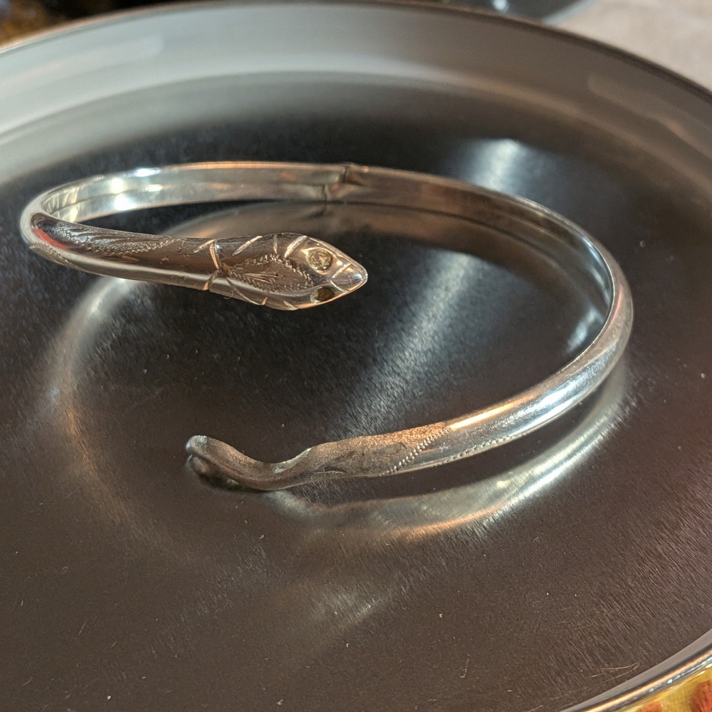 Stunning Vintage 925 Sterling Silver Snake Wrap Bracelet Cuff